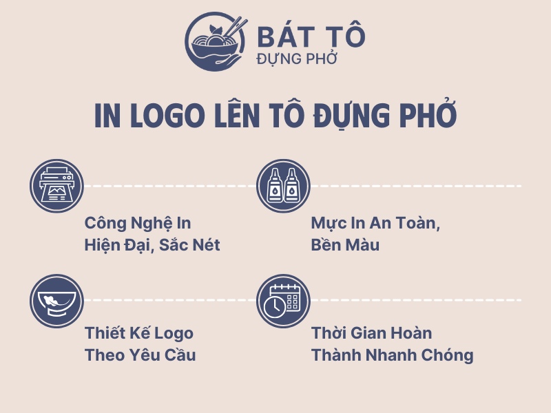 In logo lên tô đựng bún phở cho nhà hàng, quán ăn