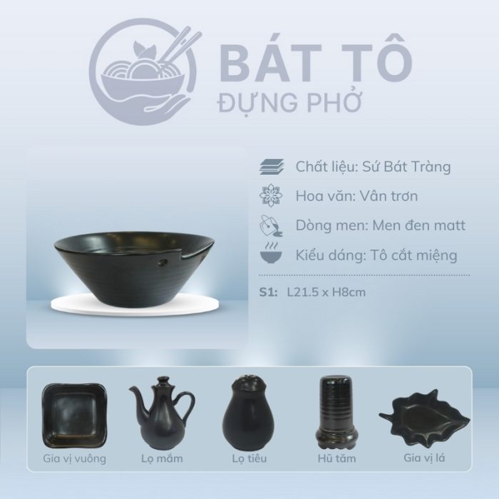 Đặc điểm tô cắt miệng men đen matt