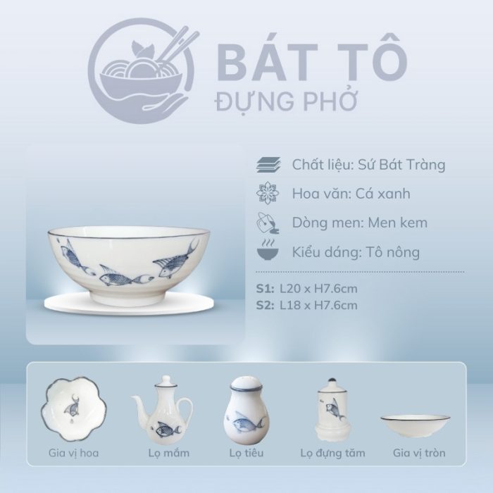 đặc điểm Tô Nông Men Kem Vẽ Cá Xanh TP-MKH07