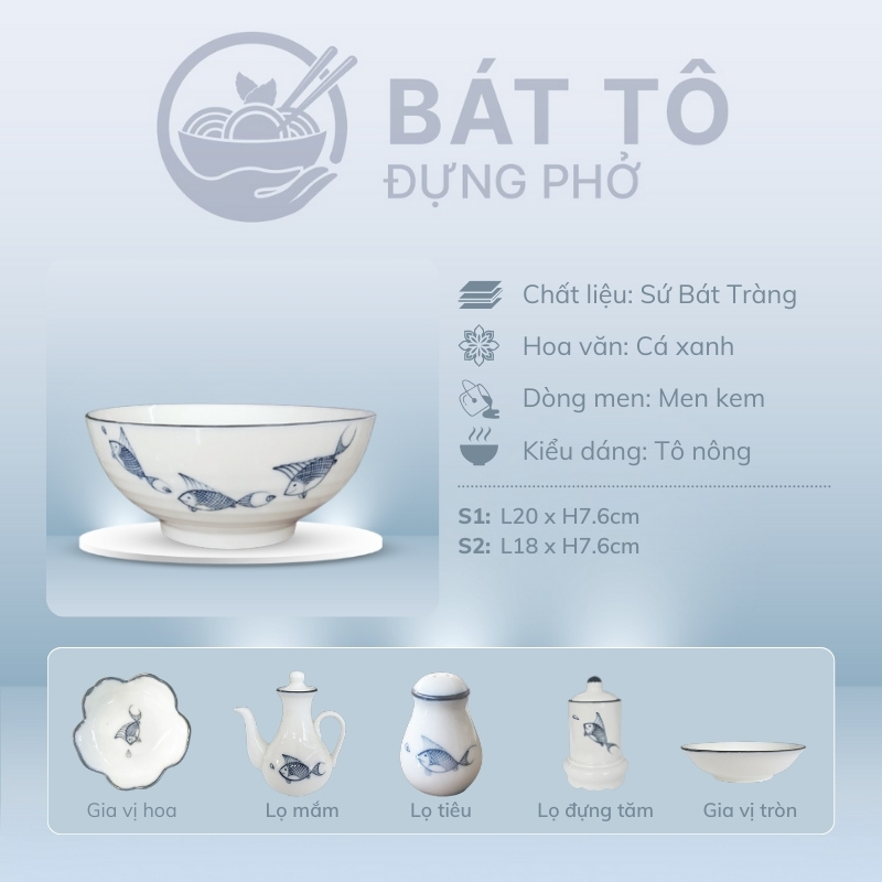 đặc điểm Tô Nông Men Kem Vẽ Cá Xanh TP-MKH07