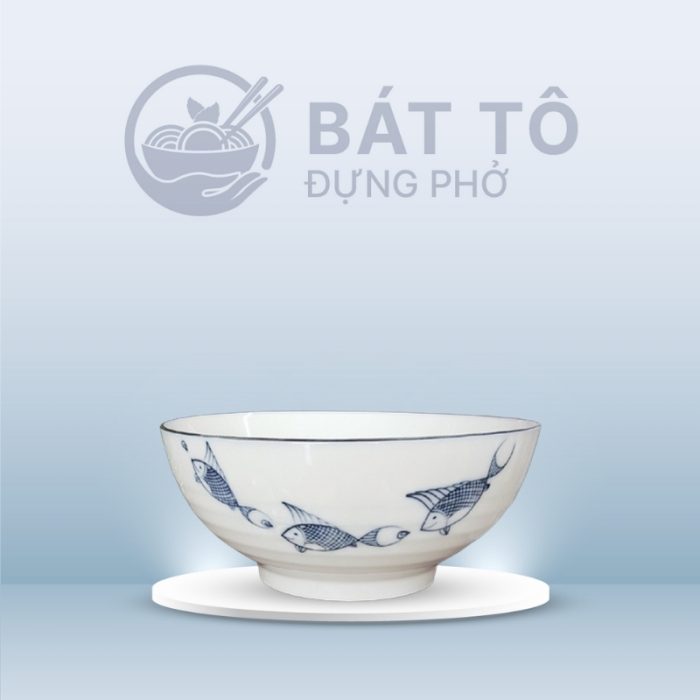Tô Nông Men Kem Vẽ Cá Xanh TP-MKH07