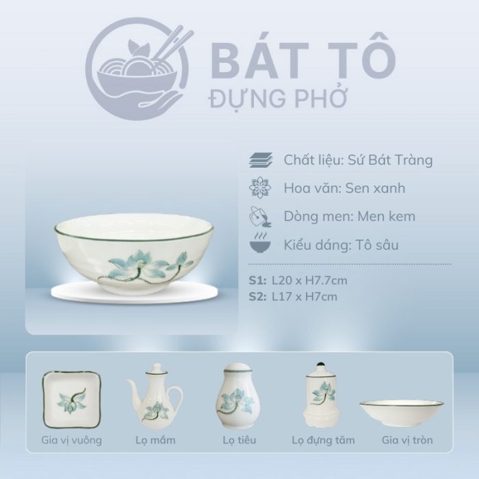 đặc điểm Tô Sâu Men Kem Vẽ Sen Xanh TP-MKH01