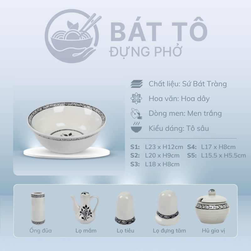 đặc điểm Tô Sâu Men Trắng Vẽ Hoa Dây TP-MTH03